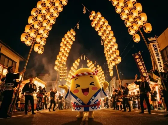 Akita mascot at landmark