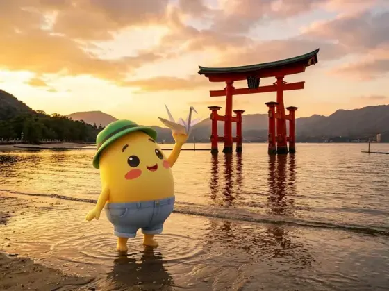 Hiroshima mascot at landmark