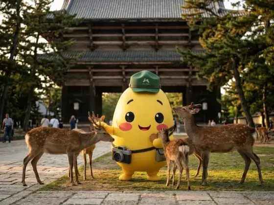 Nara mascot at landmark