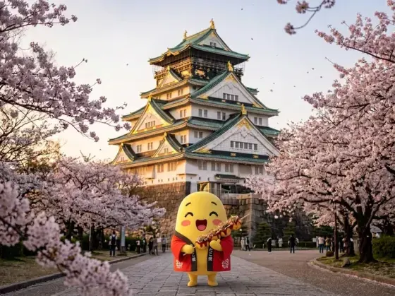 Osaka mascot at landmark