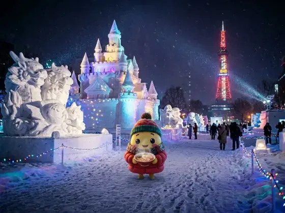 Sapporo mascot at landmark